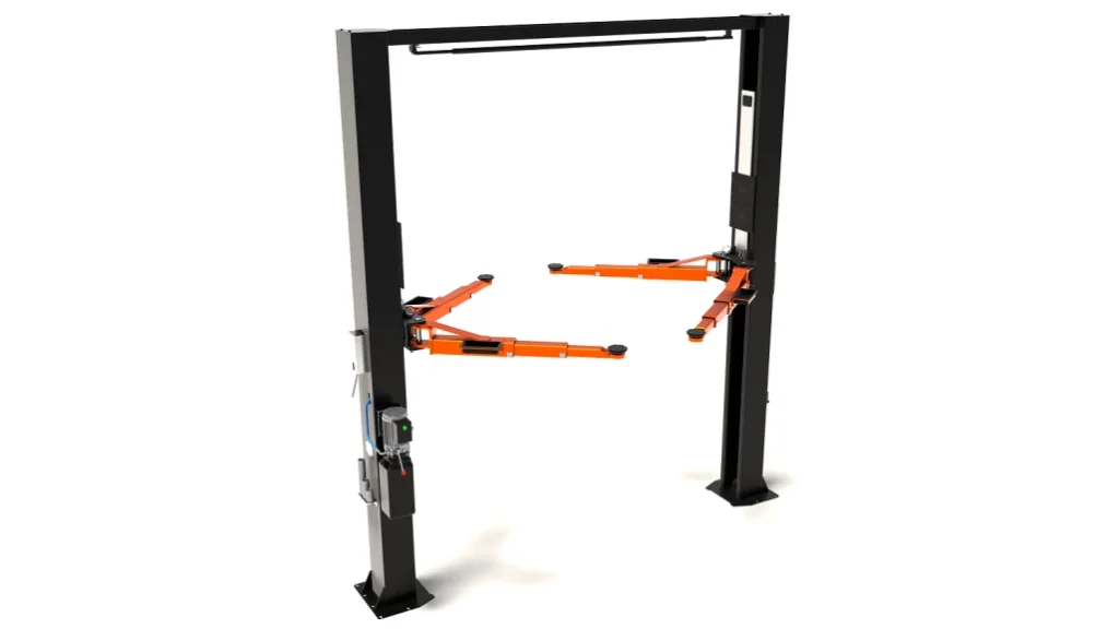 2 Post vs 4 Post Car Parking Lift – Side-by-side view of hydraulic vehicle lifts used for vertical parking, with high-end sports cars placed on upper and lower levels.