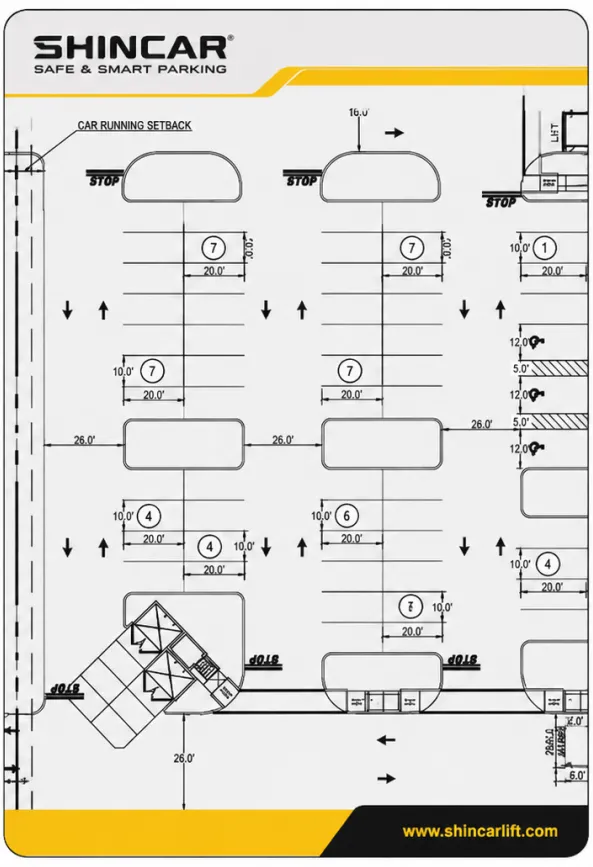 Site drawing of car stacker lift