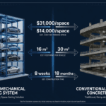 Stackable mechanical parking system vs multi-storey concrete garage: cost, footprint and construction time comparison