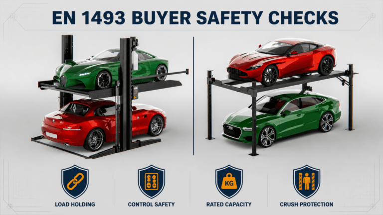 EN 1493 buyer safety checks for two-post and four-post vehicle lifts
